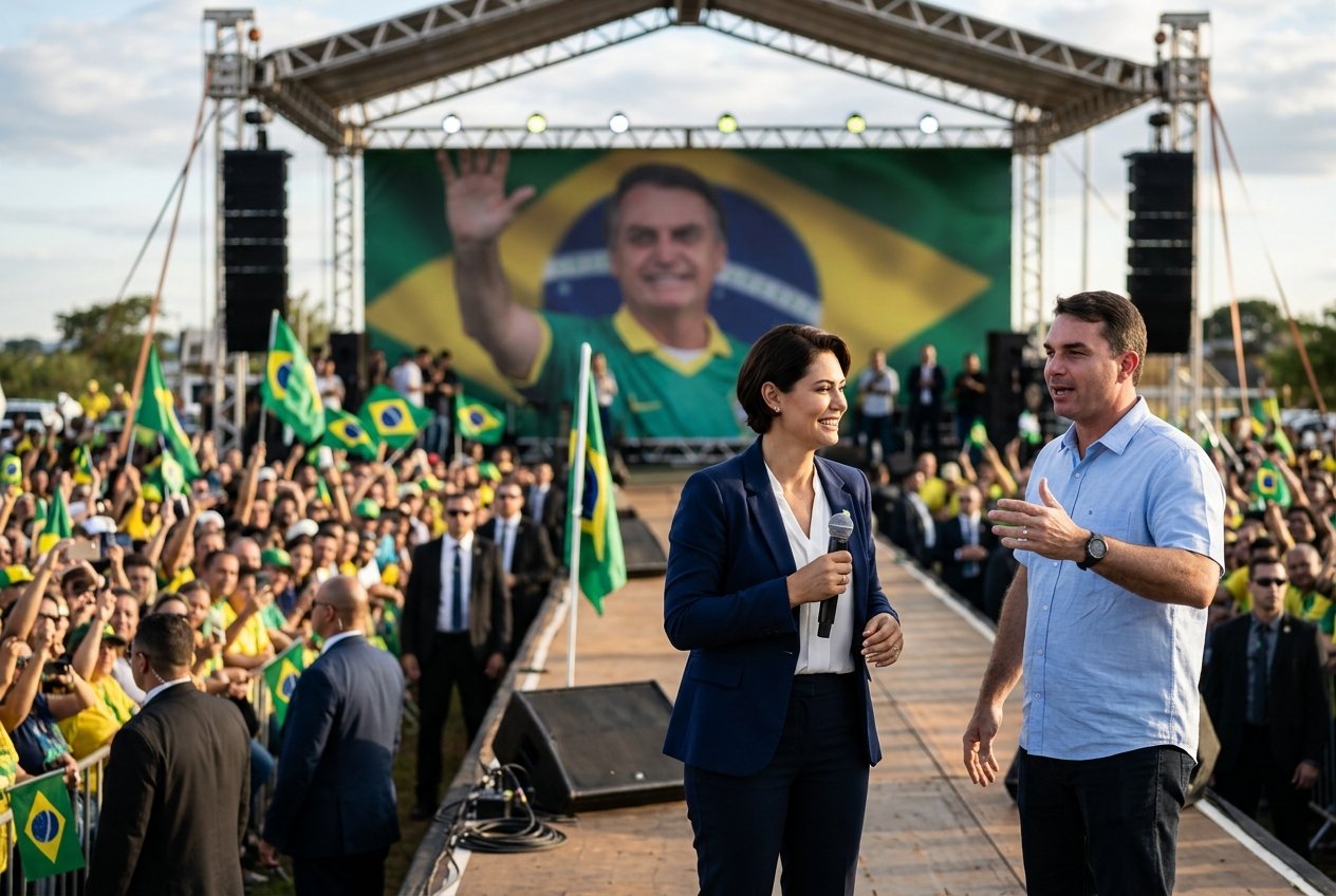 Michelle Reforça Apoio a Flávio e Mantém Bolsonaro no Centro da Narrativa